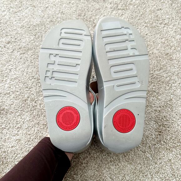 FITFLOP Women's Rumba Beaded Toe-Post Sandals Size 7 In Silver - Picture 4 of 5